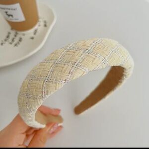 Tweed Sequin Padded Headband - Cream- NWT